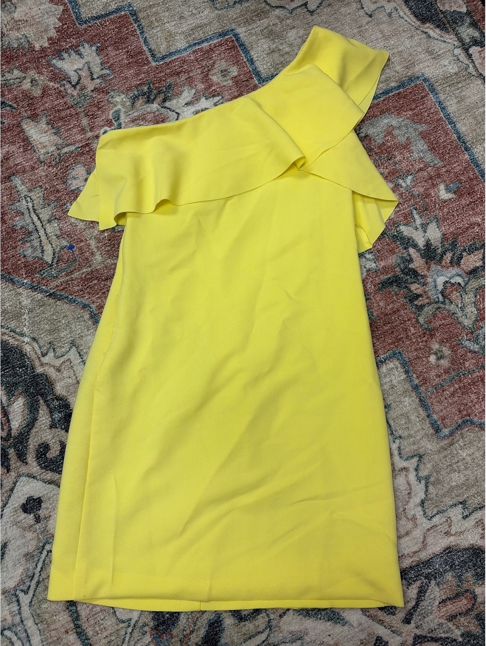 DO+BE Yellow One-Shoulder Ruffle Dress Size S